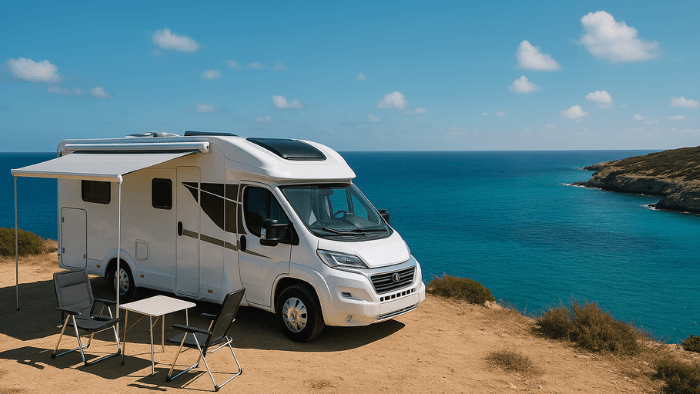 Emplacement camping-car bord de mer - Vue panoramique sur la côte méditerranéenne