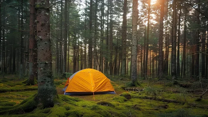 Camping nature en forêt française