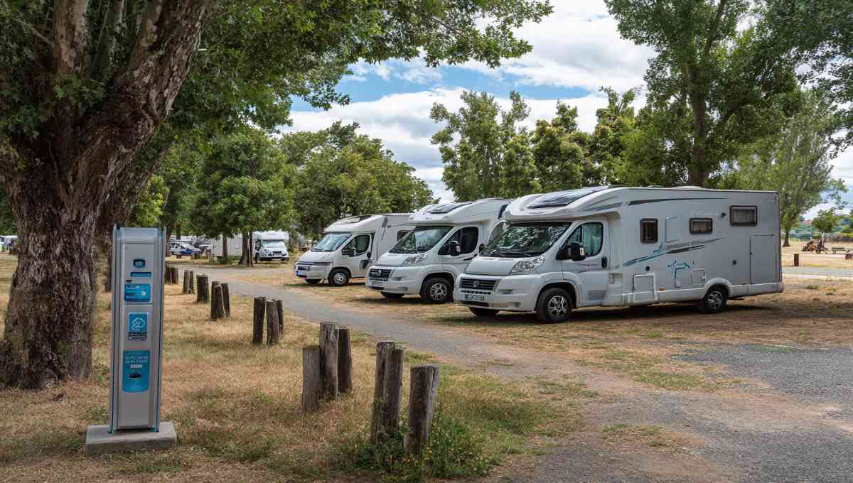 Aire municipale gratuite pour camping-car avec bornes de service et stationnement limité 48h