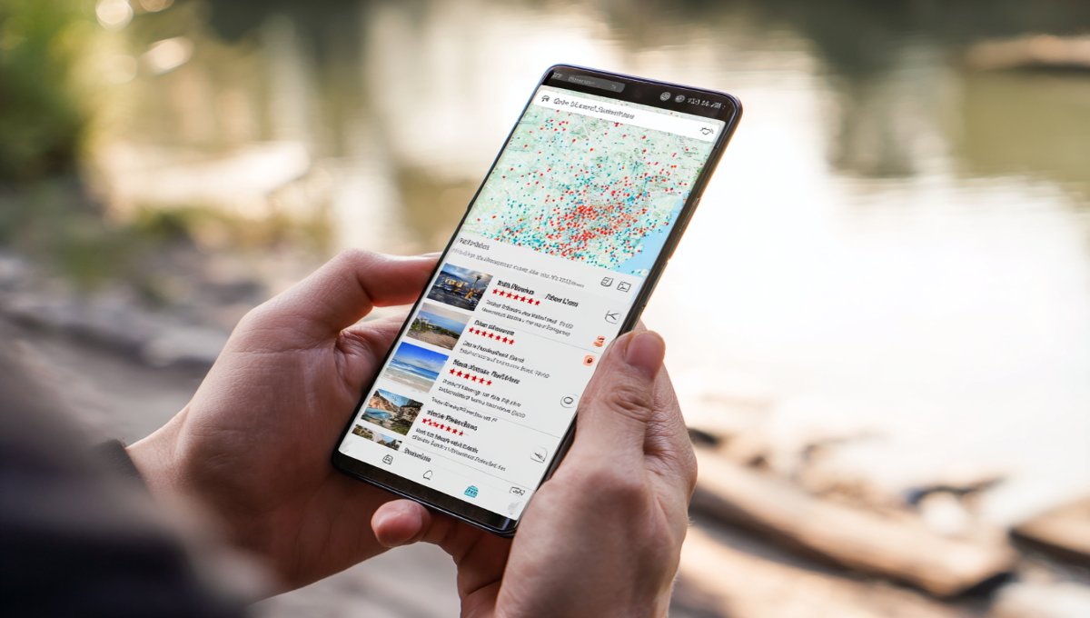 Interface application Park4Night montrant localisation aires camping-car France avec avis et photos