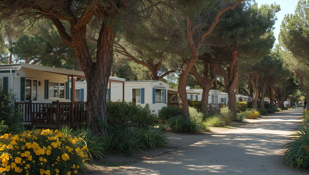 Camping corse printemps mai maquis fleuri mobil-homes tranquilles
