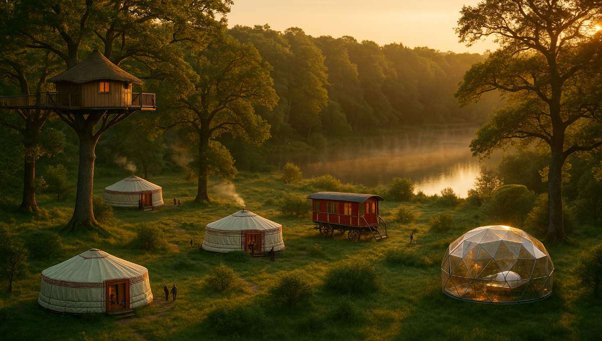 Camping insolite France - Cabanes dans les arbres, yourtes et roulottes dans un camping naturel français