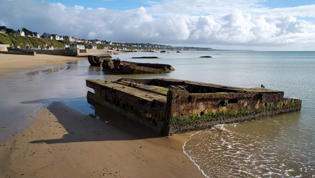 Vestiges du port artificiel Mulberry à Arromanches - Prouesse technique du débarquement de Normandie