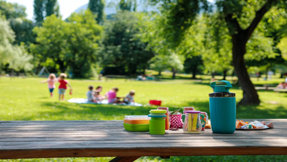 Aires de pique-nique ombragées près de la ferme pédagogique et du lac