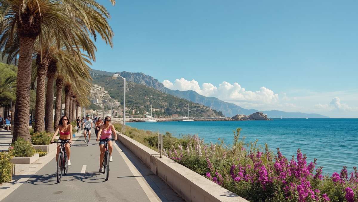 Piste cyclable le long de la Méditerranée