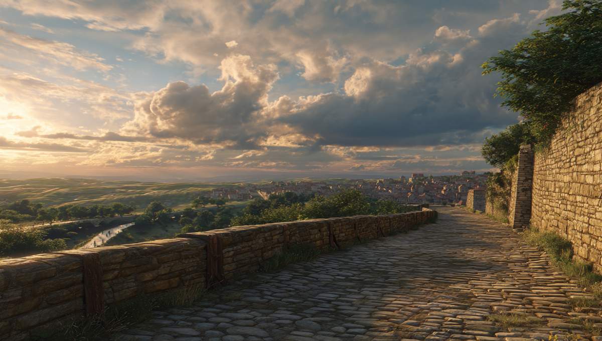 Remparts médiévaux et ruelles pavées de Montreuil-sur-Mer au coucher du soleil, village fortifié près de Berck-sur-Mer