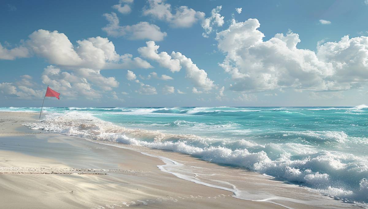 Plage ventée du Cap-Vert avec vagues dangereuses et conditions de baignade difficiles
