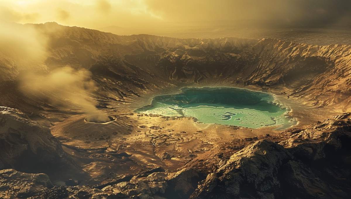 Cratère actif du volcan Aso à Kyushu avec fumerolles et paysage volcanique lunaire, Japon